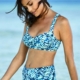 Korkeavyötäröiset sinikuvioiset bikinihousut Honolulu